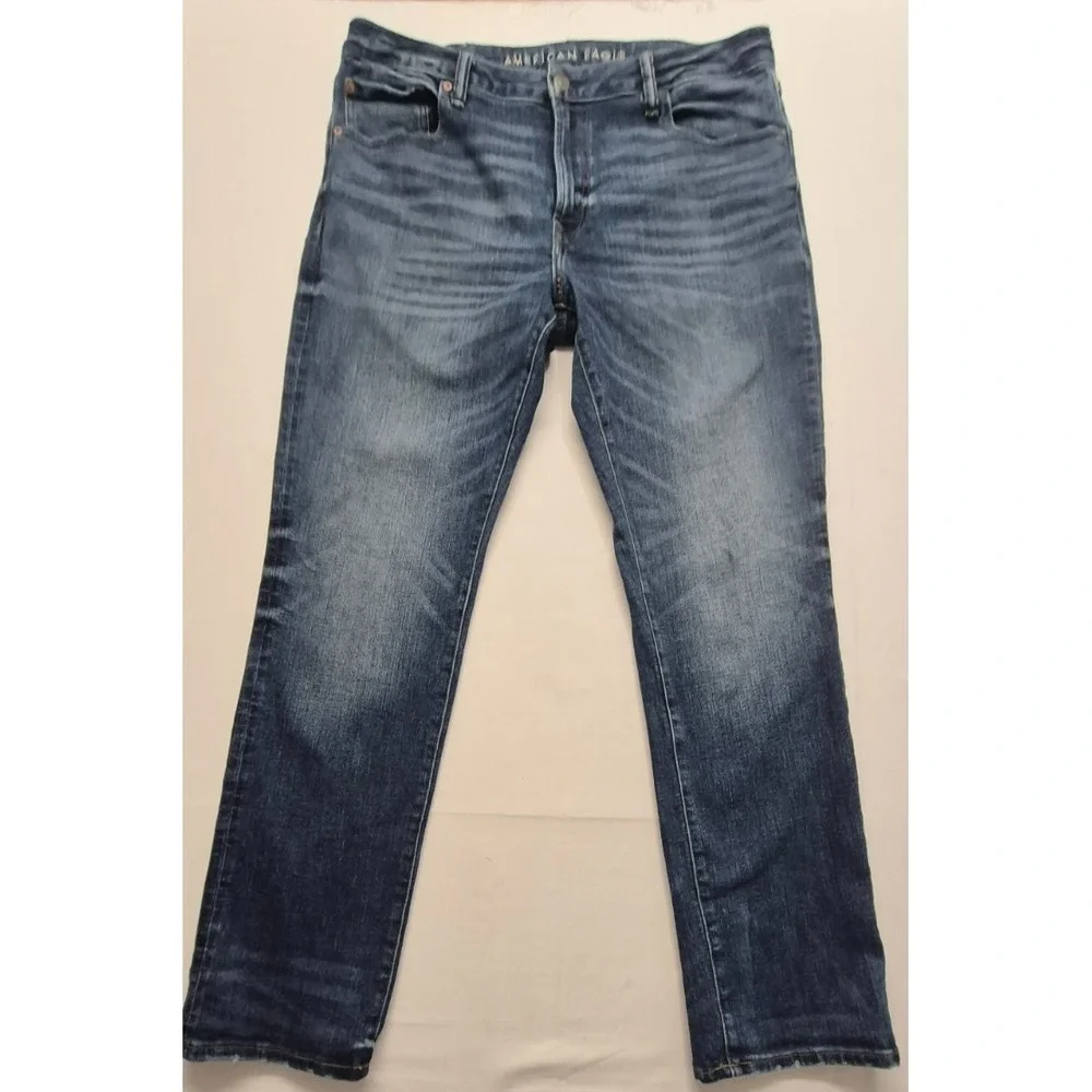American Eagle AirFlex men's slim straight denim blue jeans‎ 38x32 dark wash